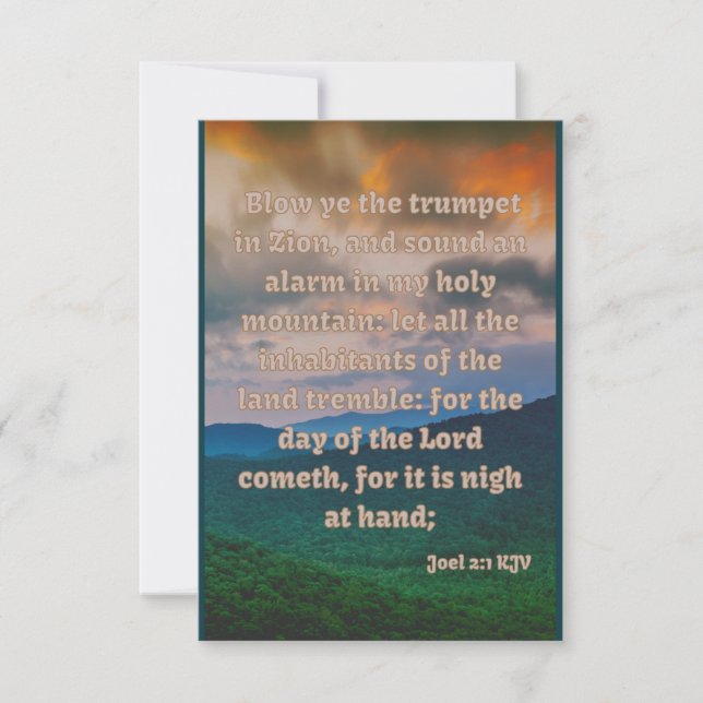 Joel 2:1 KJV Bible Verse Pic Flat Greeting Card Kort (Framsida)