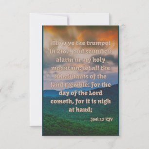 Joel 2:1 KJV Bible Verse Pic Flat Greeting Card Kort