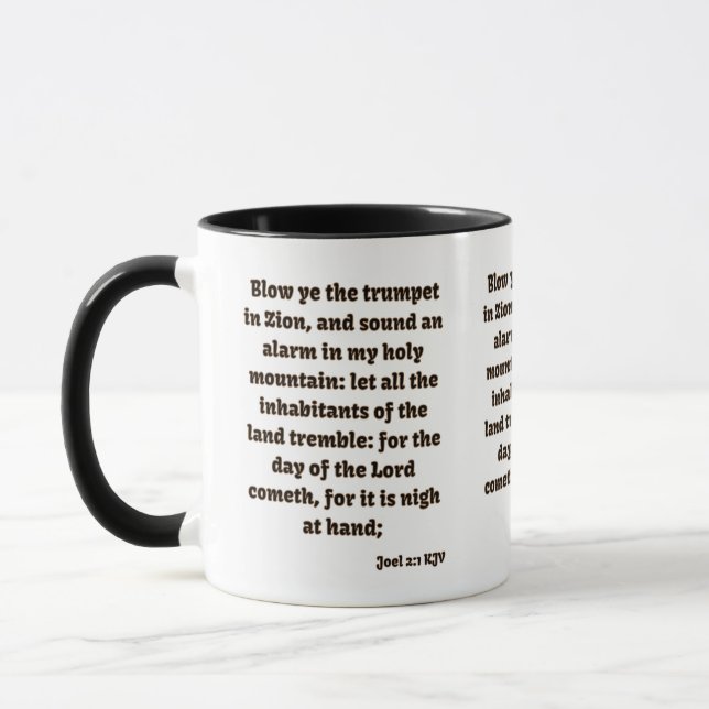 Joel 2:1 KJV Bible Verse Two-Tone Mugg (Vänster)