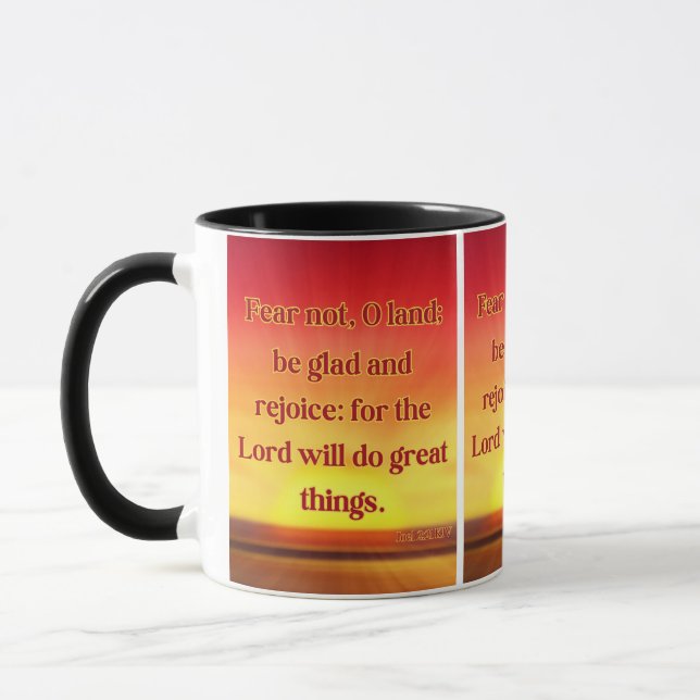 Joel 2:21 KJV Bible Verse Christian Scripture Pic Mugg (Vänster)