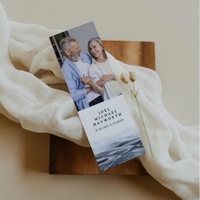 JOEL Minimalist Ocean Vatten Funeral Dikt Bookmark Mini Visitkort (Skapare uppladdad)