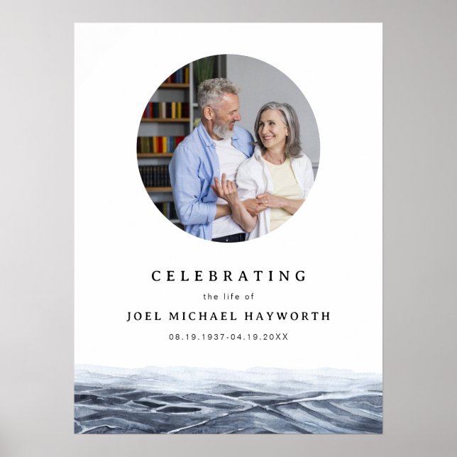 JOEL Minimalistiskt Havsvatten Foto Begravning Väl Poster (Framsidan)