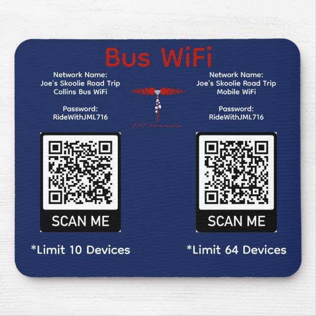 Joe's Road Trip Collins Buss WiFi Musmatt Musmatta (Framsidan)