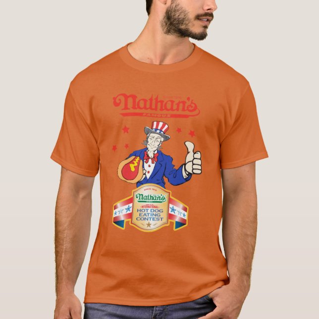 Joey Chestnut Nathans Hot Dog Eating Fourth Of Jul T Shirt (Framsida)