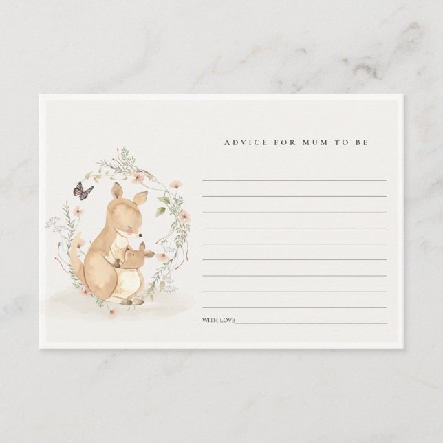 Joey Kangaroo Blommigt Advice for Morsa Baby Showe Tilläggskort (Framsida)