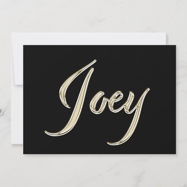 Joey Name white gold Handwriting Karte Kort (Framsida)