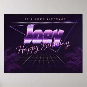 Joey Namn Vorname lila retro Poster Geburtstag