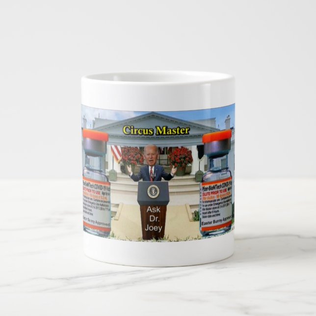 Joey vid rodret som ger Covid. info. Jumbo Mugg (Framsidan)