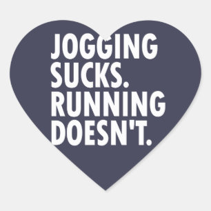 Joggande Sucks. Det går inte. Hjärtformat Klistermärke