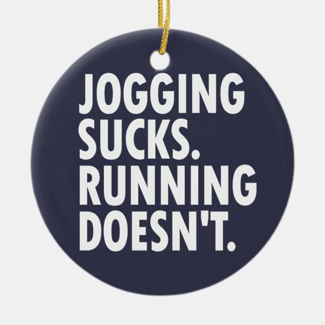 Joggande Sucks. Det går inte. Julgransprydnad Keramik (Framsidan)