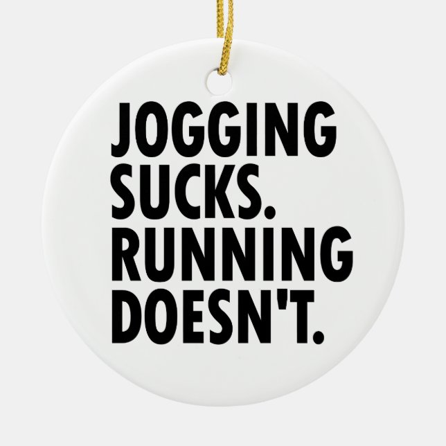 Joggande Sucks. Det går inte. Julgransprydnad Keramik (Framsidan)