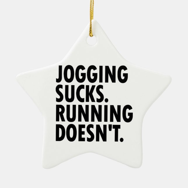 Joggande Sucks. Det går inte. Julgransprydnad Keramik (Framsidan)