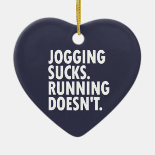 Joggande Sucks. Det går inte. Julgransprydnad Keramik