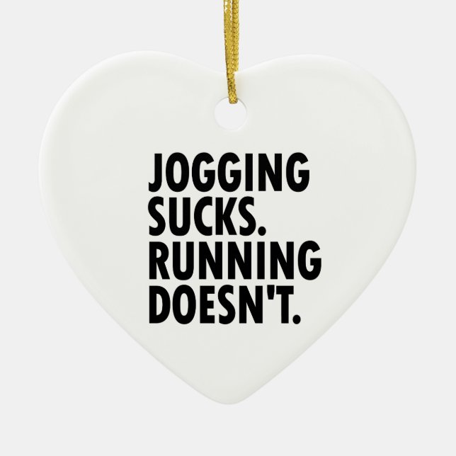 Joggande Sucks. Det går inte. Julgransprydnad Keramik (Framsidan)