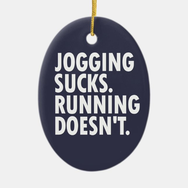 Joggande Sucks. Det går inte. Julgransprydnad Keramik (Framsidan)