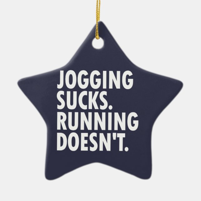 Joggande Sucks. Det går inte. Julgransprydnad Keramik (Framsidan)