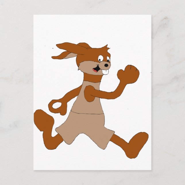Jogger Tecknad Rabbit Vykort (Framsida)