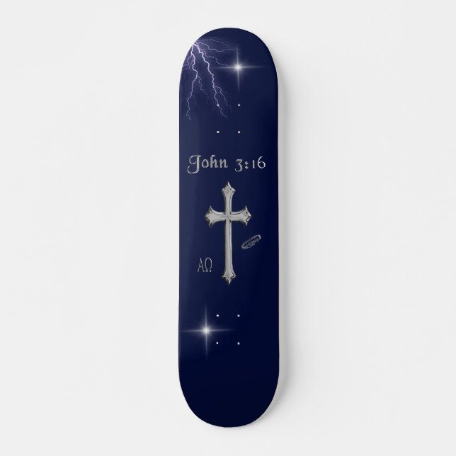 Joh 3:16 Bibelvers Mini Skateboard Bräda 18,5 Cm (Framsida)