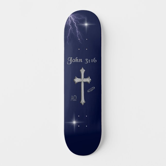 Joh 3:16 Bibelvers Mini Skateboard Bräda 18,5 Cm (Framsida)