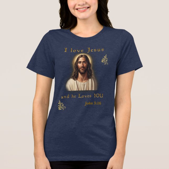 Joh 3:16 Bibelvers T Shirt (Framsida)