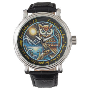 Joh 3:16 Majestätiskt Ugleur Natur Tro Armbandsur