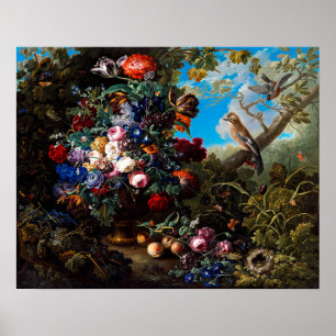 Johann Baptist Drechsler: Stora blommigtar lever f Poster