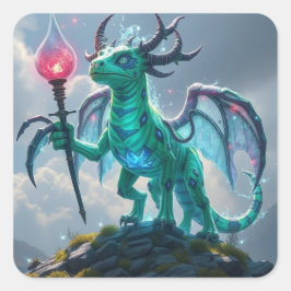 Johann, der Blitzdrache Fyrkantigt Klistermärke