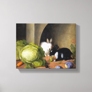 Johann Georg Seitz Vegetable still Life with Bunny Canvastryck