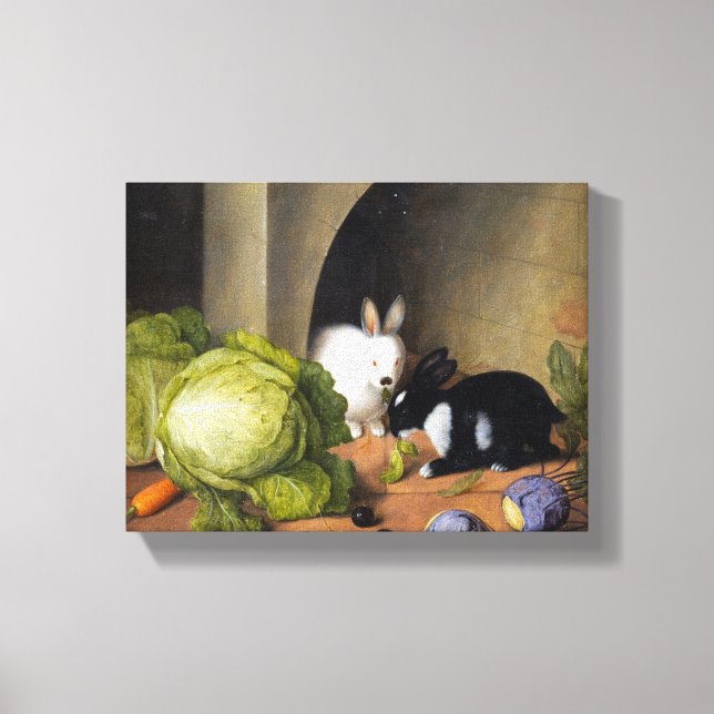 Johann Georg Seitz Vegetable still Life with Bunny Canvastryck (Framsida)