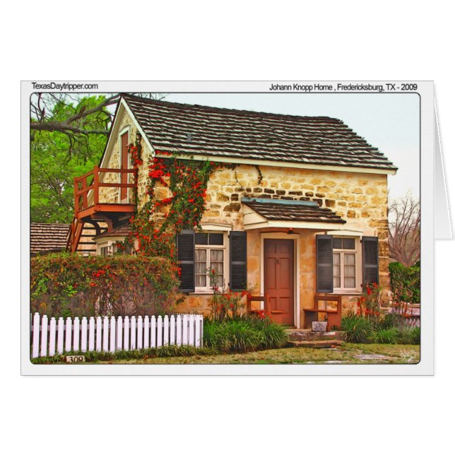 Johann Knopp hem, Fredericksburg, TX OBS Kort (Framsidan Horizontal)