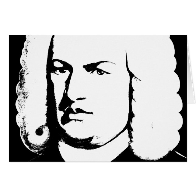 Johann Sebastian Bach abstrakt in Schwarz und weiß Hälsningskort (Framsidan Horizontal)