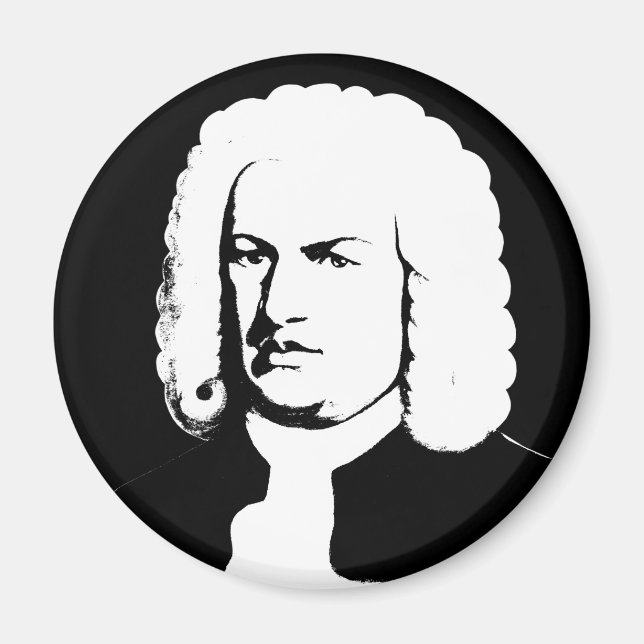 Johann Sebastian Bach abstrakt in Schwarz und weiß Magnet (Framsidan)