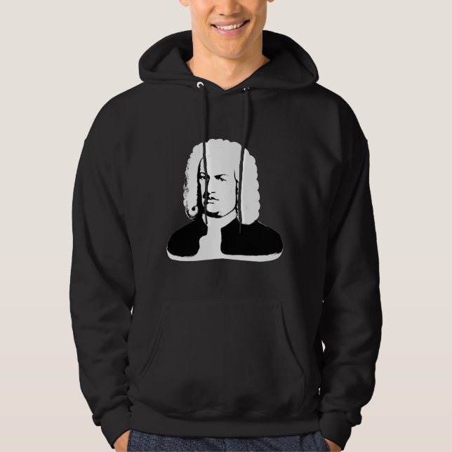 Johann Sebastian Bach abstrakt in Schwarz und weiß Sweatshirt Med Luva (Framsida)