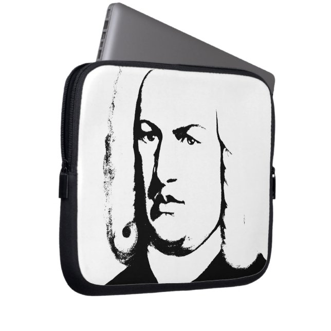 Johann Sebastian Bach abstrakt - schwarz und weiss Laptop Sleeve (Framsidan Höger)