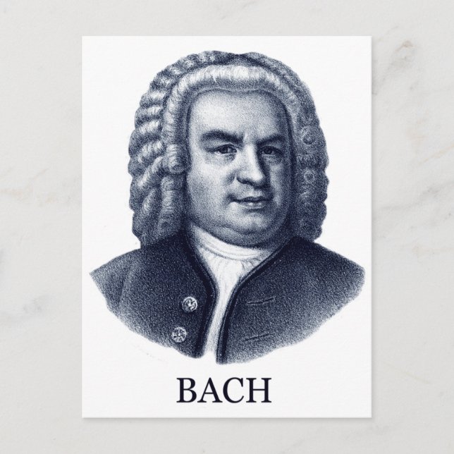 Johann Sebastian Bach, blå Vykort (Framsida)