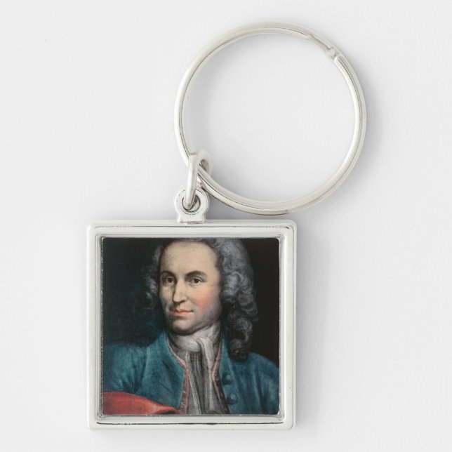 Johann Sebastian Bach c.1715 Fyrkantig Silverfärgad Nyckelring (Framsidan)