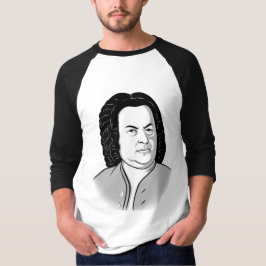 Johann Sebastian Bach Cartoon in schwarz weiß grau T Shirt