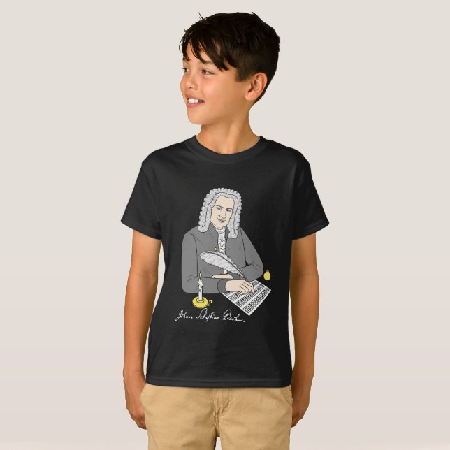 Johann Sebastian Bach gezeichnet T-shirt (Hel framsida)