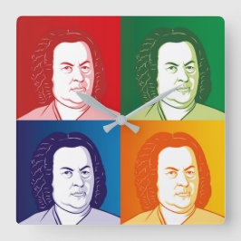 Johann Sebastian Bach im Tecknad Stil Fyrkantig Klocka