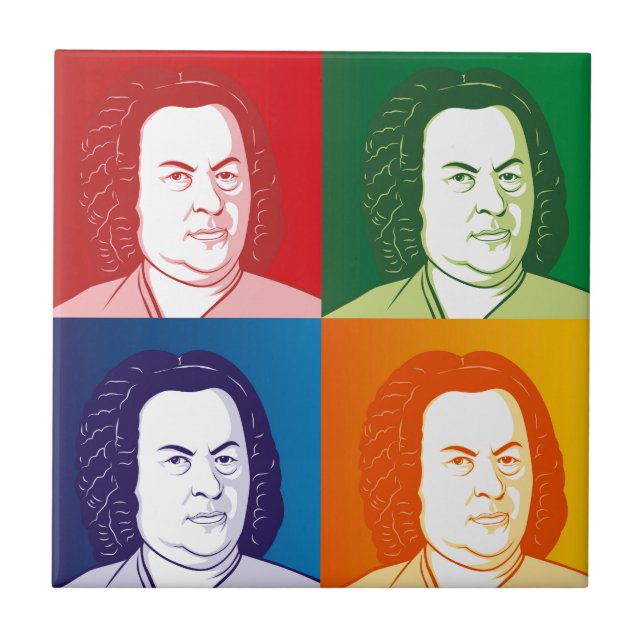 Johann Sebastian Bach im Tecknad Stil Kakelplatta (Framsidan)