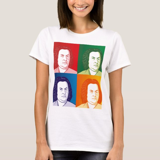 Johann Sebastian Bach im Tecknad Stil Tee Shirt (Framsida)