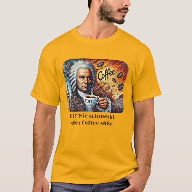 Johann Sebastian Bach Kaffee Manar Basic T-Shirt (Framsida)