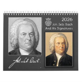 Johann Sebastian Bach med sina Namnteckning, 2026 Kalender