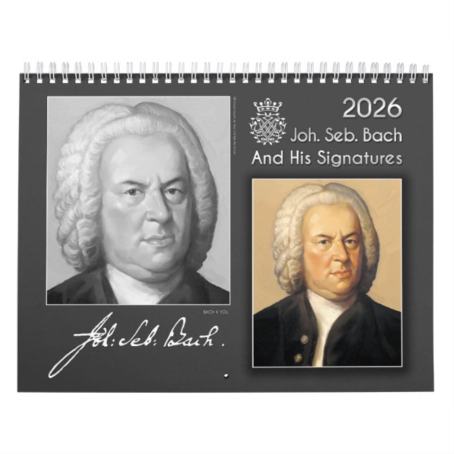 Johann Sebastian Bach med sina Namnteckning, 2026 Kalender (Omslag)