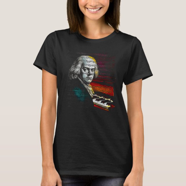 Johann Sebastian Bach Music Pianist T Shirt (Framsida)