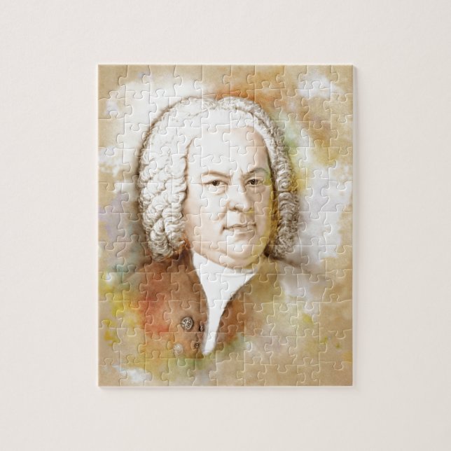 Johann Sebastian Bach Portrait in beige Pussel (Vertikal)