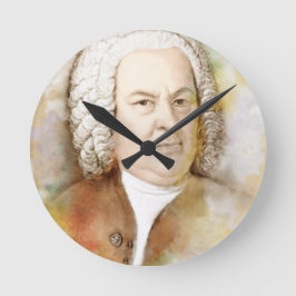 Johann Sebastian Bach Portrait in beige Rund Klocka