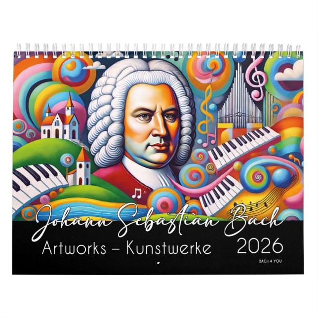 Johann Sebastian Bach Porträtt: Artworks 2026 Kalender (Omslag)