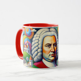 Johann Sebastian Bach: porträtt i en modern painti Mugg