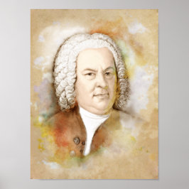 Johann Sebastian Bach Porträtt im Aquarell Stil Poster